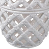 Decorative Ceramic Lidded Jar with Cut Out Texture, Large, White - BM202237 By Casagear Home