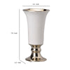 Ceramic Vase with Flared Top and Pedestal Base, Medium, White and Gold - BM202240 By Casagear Home
