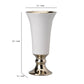 Ceramic Vase with Flared Top and Pedestal Base, Large, White and Gold - BM202241 By Casagear Home