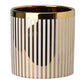 Ceramic Cylindrical Planter with Strips Pattern, White and Gold - BM202243 By Casagear Home