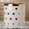 Planter | Ceramic Cylinder | Polka Dot Pattern | White & Gold
