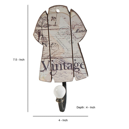 Vintage Wall Decor | Metal Hooks | Set of 4 | Multicolor