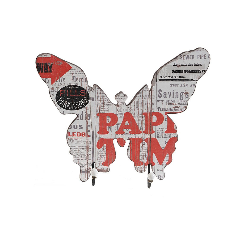 Butterfly Shaped Newspaper Print Wall Decor Set of 2 Multicolor - BM202252 By Casagear Home BM202252