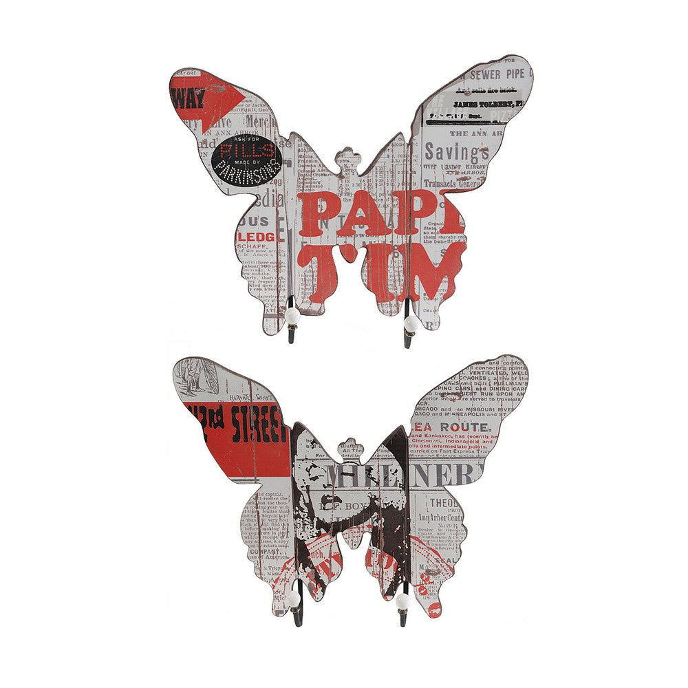 Butterfly Wall Decor | Newspaper Print | Set of 2 | Multicolor