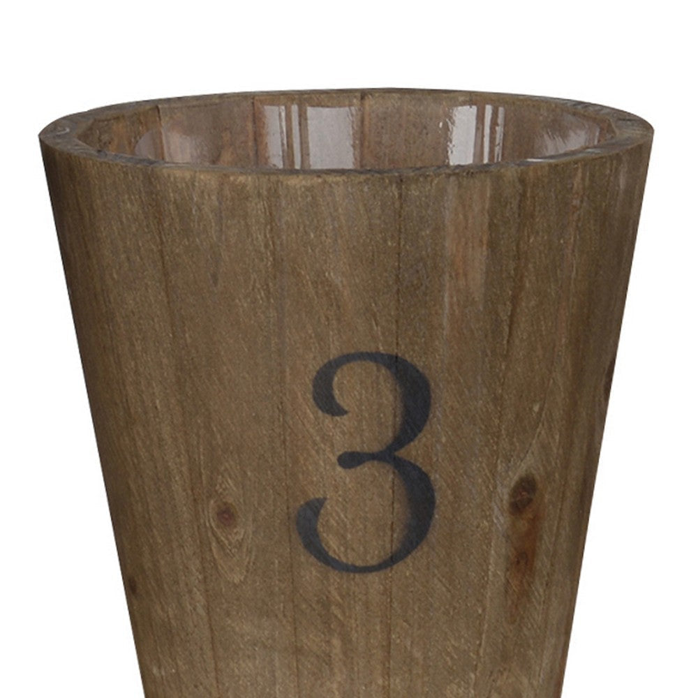 Wooden Planter with Round Base and Assorted Sizes Set of 3 Brown By Casagear Home BM202278