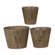 Planters | Wood | Round Base | Assorted Sizes | Set of 3 | Brown