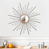 Wall Mirror | Iron Frame | Sunburst Design | 30" | White & Gold