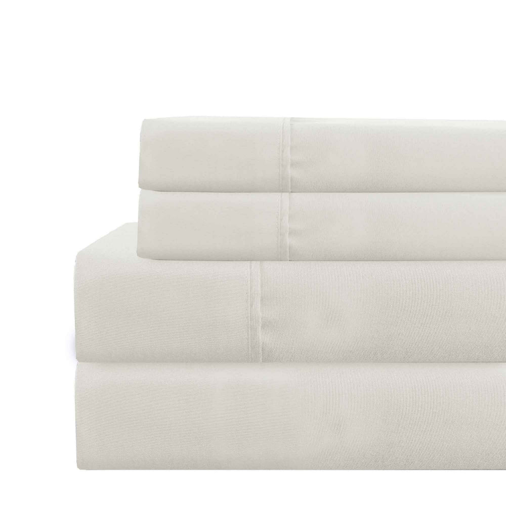 Lanester 4 Piece Deep Pocket Microfiber King Size Sheet Set By Casagear Home, White