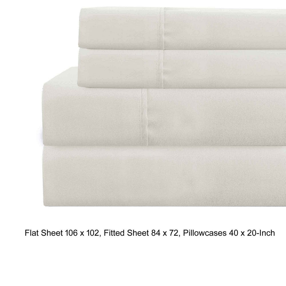 Lanester Cal King Sheet Set | 4 Piece | Deep Pocket | White