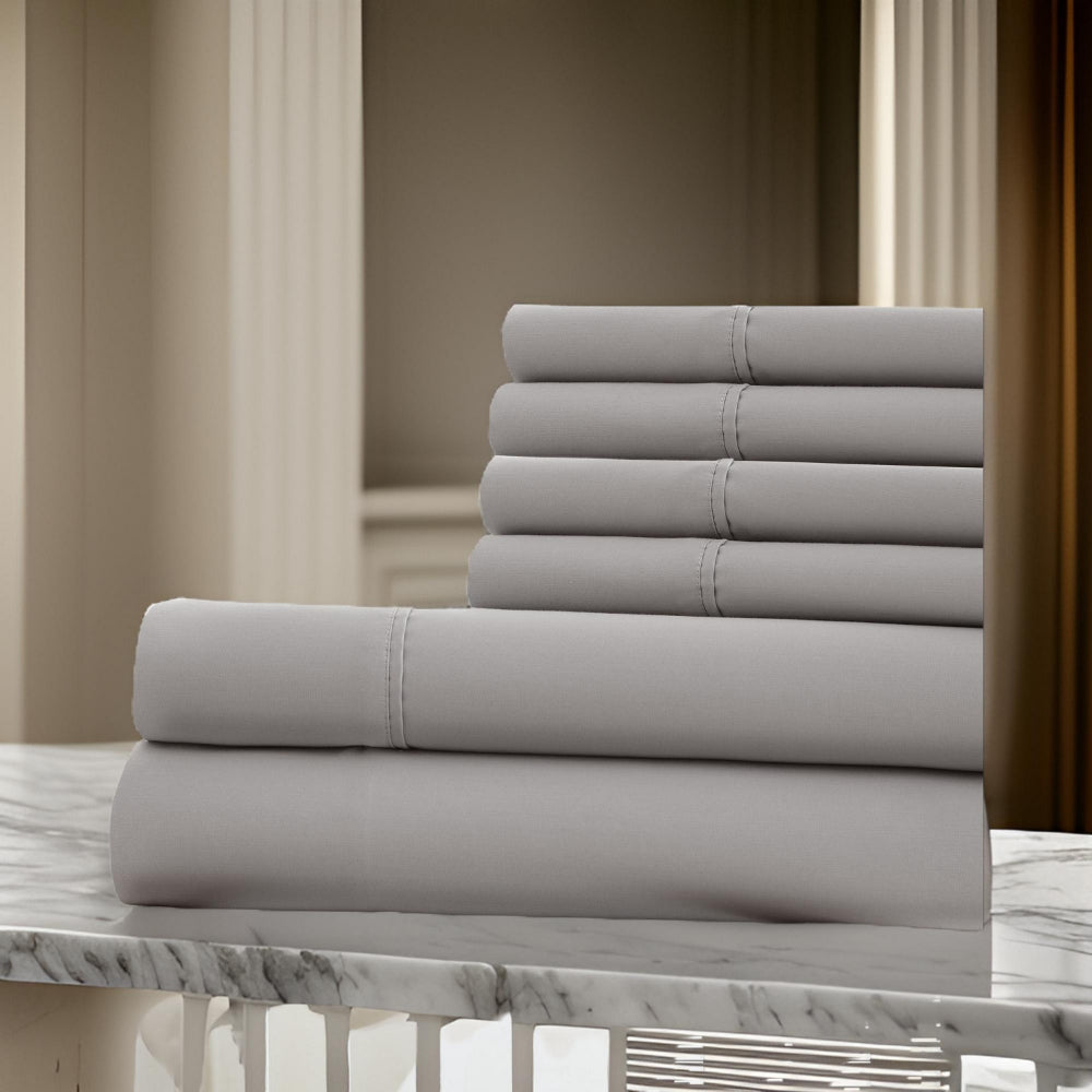 Forli Full Sheet Set | 6 Piece | Nano Tech | Microfiber | Gray