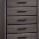 Wooden Chest with 5 Drawers and Finger Pull Handle Gray and Black By Casagear Home BM203135