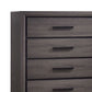 Wooden Chest with 5 Drawers and Finger Pull Handle Gray and Black By Casagear Home BM203135