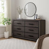 Dresser | 6 Drawer | Finger Pull Handle | Gray & Black