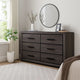 Dresser | 6 Drawer | Finger Pull Handle | Gray & Black