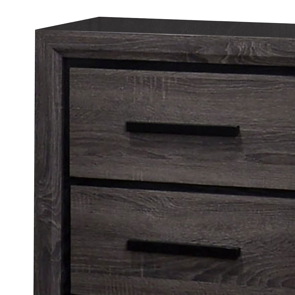 Wooden Nightstand with 2 Drawers and Finger Pull Handle,Gray and Black - BM203137 By Casagear Home