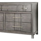 Wooden Dresser with 7 Drawers and Metal Pull Gray and Silver By Casagear Home BM203147