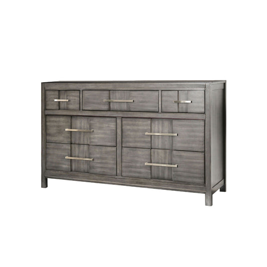 Dresser | 7 Drawer | Metal Pull Handles | Gray & Silver