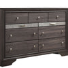 Wooden Dresser with 7 Drawers and 2 Jewelry Drawer Gray and Silver BM203163
