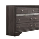 Wooden Dresser with 7 Drawers and 2 Jewelry Drawer Gray and Silver BM203163