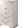 Wood and Metal Chest with 5 Drawers and Block Legs White and Silver BM203170