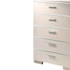 Wood and Metal Chest with 5 Drawers and Block Legs White and Silver BM203170