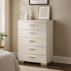 Wood and Metal Chest with 5 Drawers and Block Legs,  White and Silver