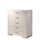 Wood and Metal Chest with 5 Drawers and Block Legs,  White and Silver