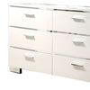 Wood and Metal Dresser with 6 Drawers and Block Leg White and Silver By Casagear Home BM203171