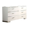 Dresser | 6 Drawer | Wood & Metal | Block Legs | White & Silver