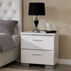 Pero Nightstand | 2 Drawer | Wood & Metal | White & Silver