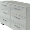 Wooden Dresser with 6 Drawers and Bar Pull Handles White and Silver BM203174
