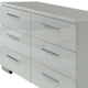 Wooden Dresser with 6 Drawers and Bar Pull Handles White and Silver BM203174