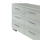 Wooden Dresser with 6 Drawers and Bar Pull Handles White and Silver BM203174