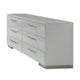 Wooden Dresser with 6 Drawers and Bar Pull Handles, White and Silver