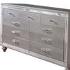 Contemporary Wooden Dresser with 9 Drawers and Turned Legs Silver BM203177