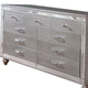 Contemporary Wooden Dresser with 9 Drawers and Turned Legs Silver BM203177