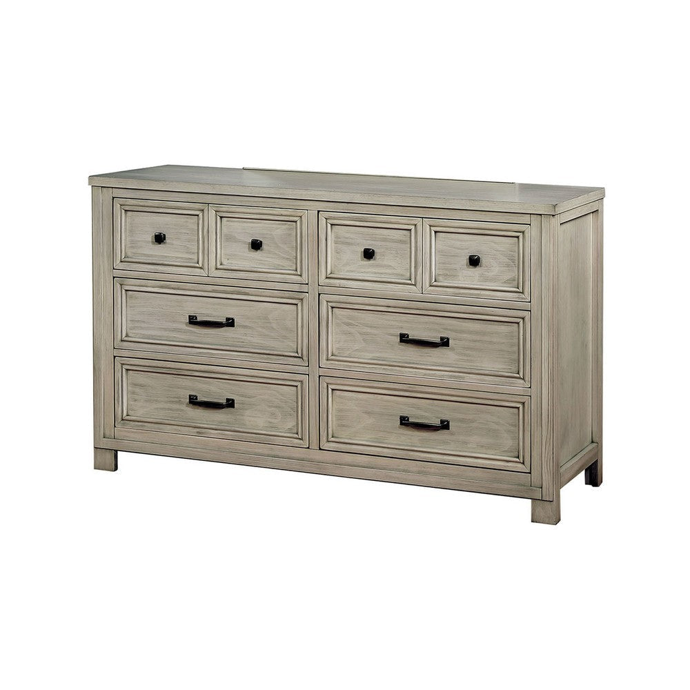 6 Drawer Transitional Wooden Dresser with Molded Trim Antique white By Casagear Home BM203219