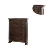 Wooden Chest with 5 Drawers and Intricate Carving Details Brown BM203241
