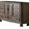 8 Drawers Wooden Dresser with Cabinet and Carving Details Brown BM203242