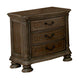 Nightstand | 3 Drawer | Carved Details | Wood | Brown