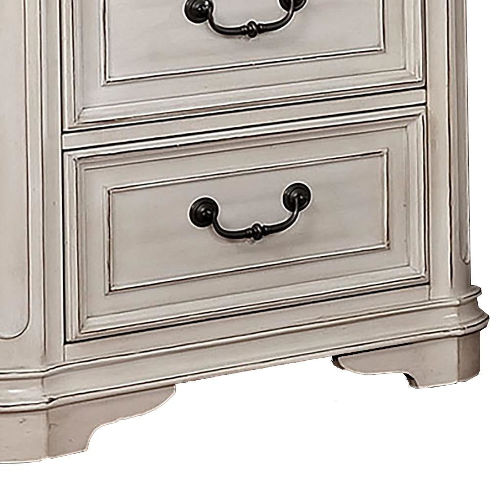 Transitional Wooden Nightstand with 2 Drawers and Bracket Legs White - BM203252 By Casagear Home BM203252