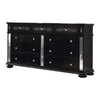 Wooden 9 Drawer Dresser with Mirror Inset and Bun Feet,Black and Clear By Casagear Home