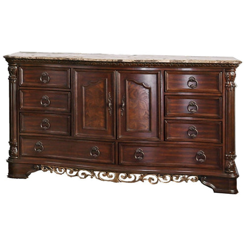 Dresser | 8 Drawer | 2 Door Cabinet | Marble Top | Brown