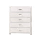 Modern Style Wooden Chest with 5 Drawers and Tapered Legs, White - BM203278 By Casagear Home