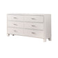 Modern Style Wooden Dresser with 6 Drawers and Tapered Legs, White By Casagear Home