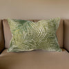 Pillow | 20 x 14 | Embroidered Palm Leaf Design | White & Green