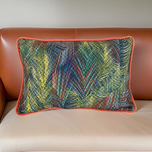 20 X 14 Inch Fabric Pillow with Abstract Art Details, Multicolor By Casagear Home