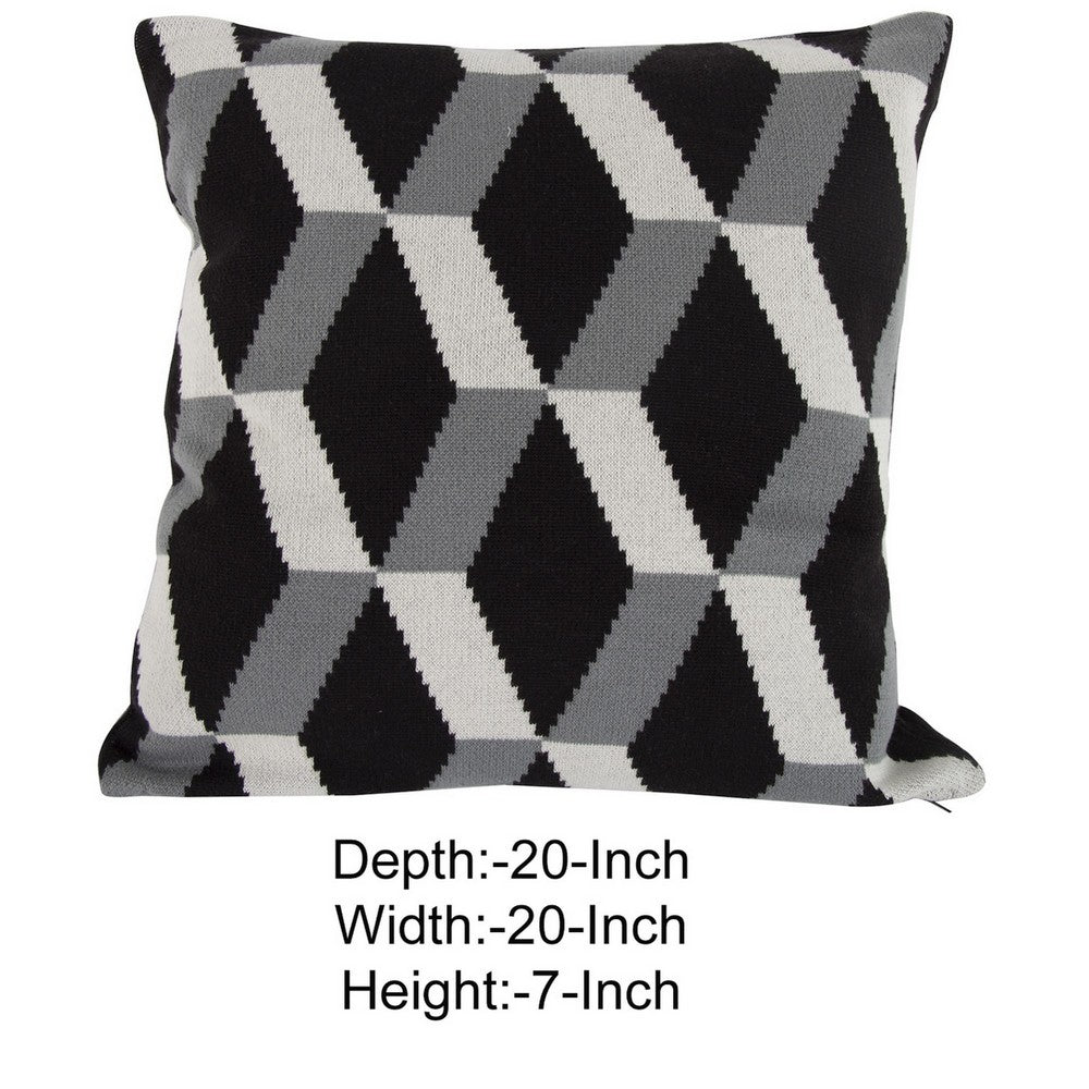 Pillow | 20 x 20 | Cashmere | Zig Zag Pattern | Black & Gray