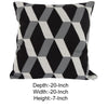 20 x 20 Inch Cashmere Pillow with Zig Zag Pattern, Set of 2, Black and Gray - BM203517 By Casagear Home