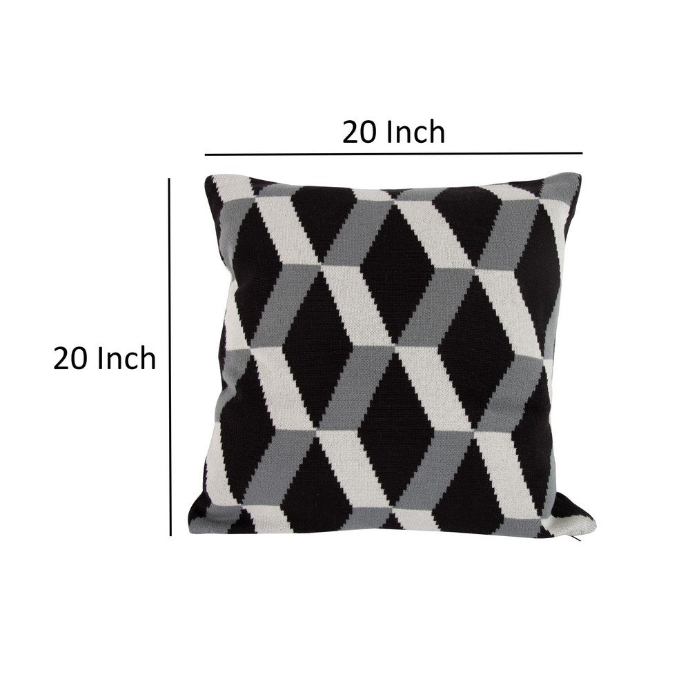 Pillow | 20 x 20 | Cashmere | Zig Zag Pattern | Black & Gray